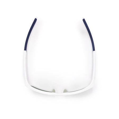 Product image showing the JOOLA RJX Enhance eyewear from above. The glasses are white.