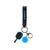 White background, product image of the JOOLA Simone Jardim 3S paddle and ball keychain. Blue.