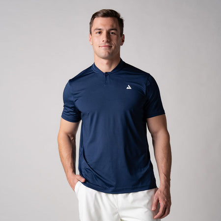 White background, image of a male model wearing a JOOLA Men's Court Polo, Navy.