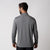 White background, image showing the back of a male model wearing the JOOLA men's quarter zip pullover, charcoal heather.