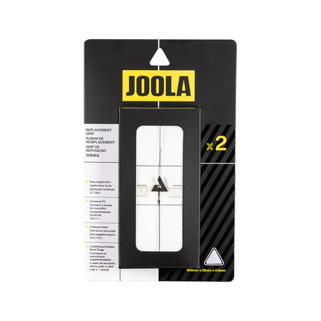 White background, image of a package of JOOLA replacement grip in white.