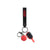 Agassi keychain with paddle and ball charms on a white background.