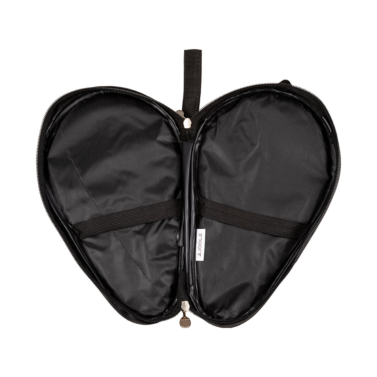 White background, open table tennis racket case, displayed open.