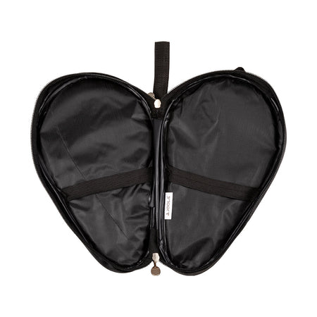 White background, open table tennis racket case, displayed open.