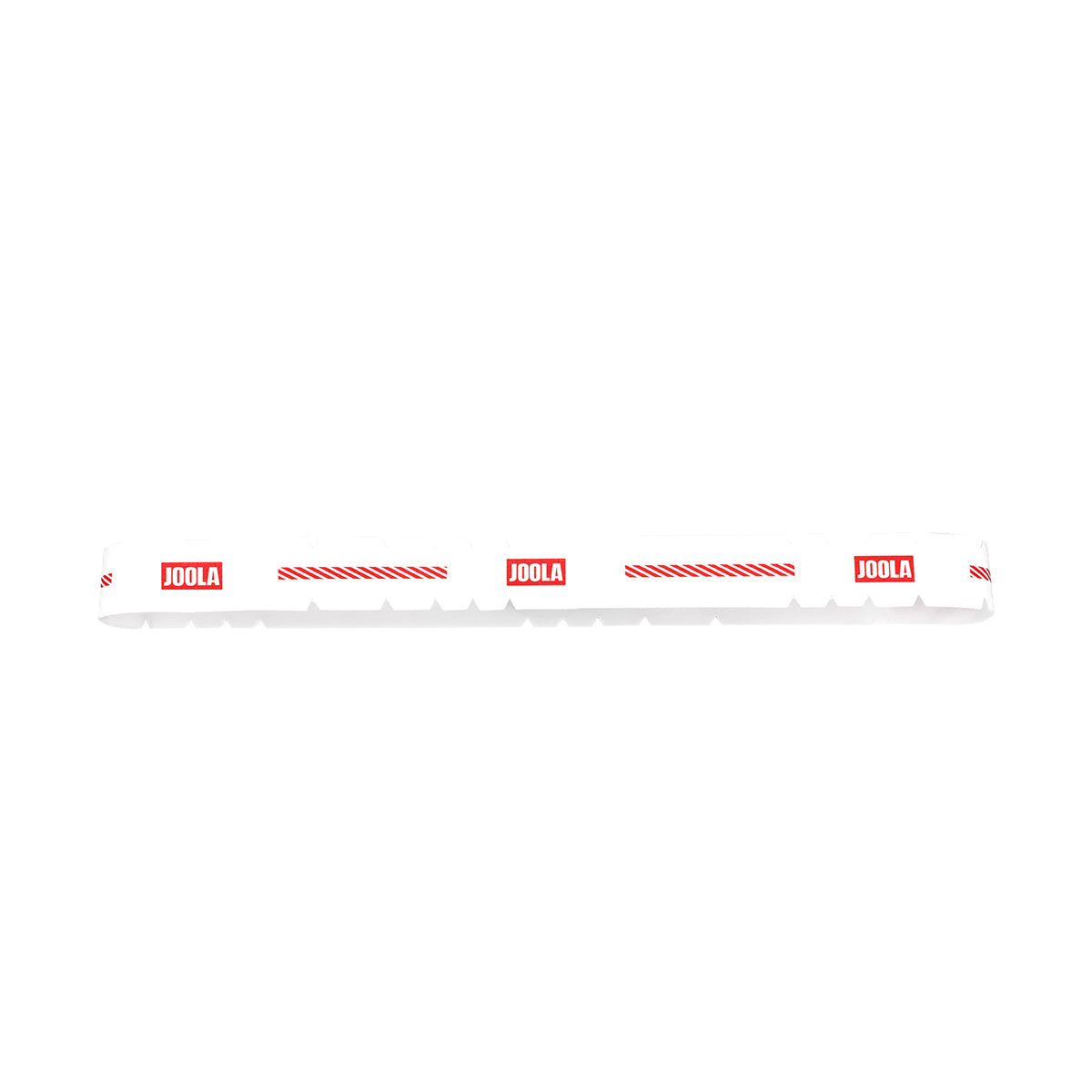 White background, picture of an unrolled roll of JOOLA Pro IV edge guard tape.