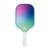 White background, image of a JOOLA Aurora Pickleball paddle. White handle and colorful paddle face.