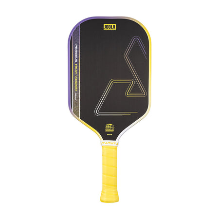 Yellow and purple JOOLA Perseus Heat Vision Pickleball paddle.