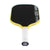 Yellow and black pickleball paddle on a white background.