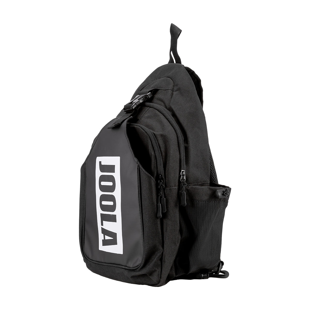 Black sling bag with 'JOOLA' logo on a white background.