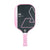 White background, product image of the JOOLA Essentials Dash pickleball paddle, pink handle, pink edge guard, and black, white and pink surface color.