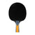 Black table tennis paddle with a yellow accent on a white background.
