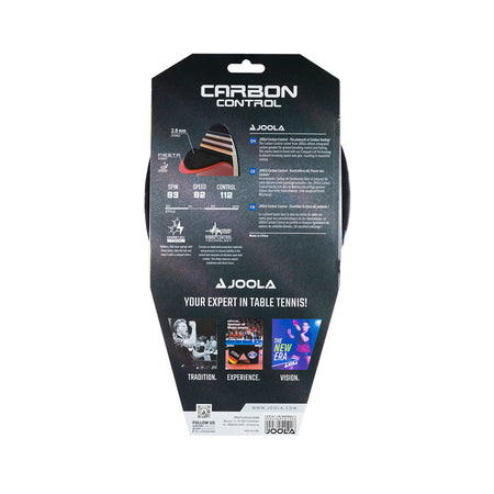 JOOLA Carbon Control table tennis racket packaging on a white background.