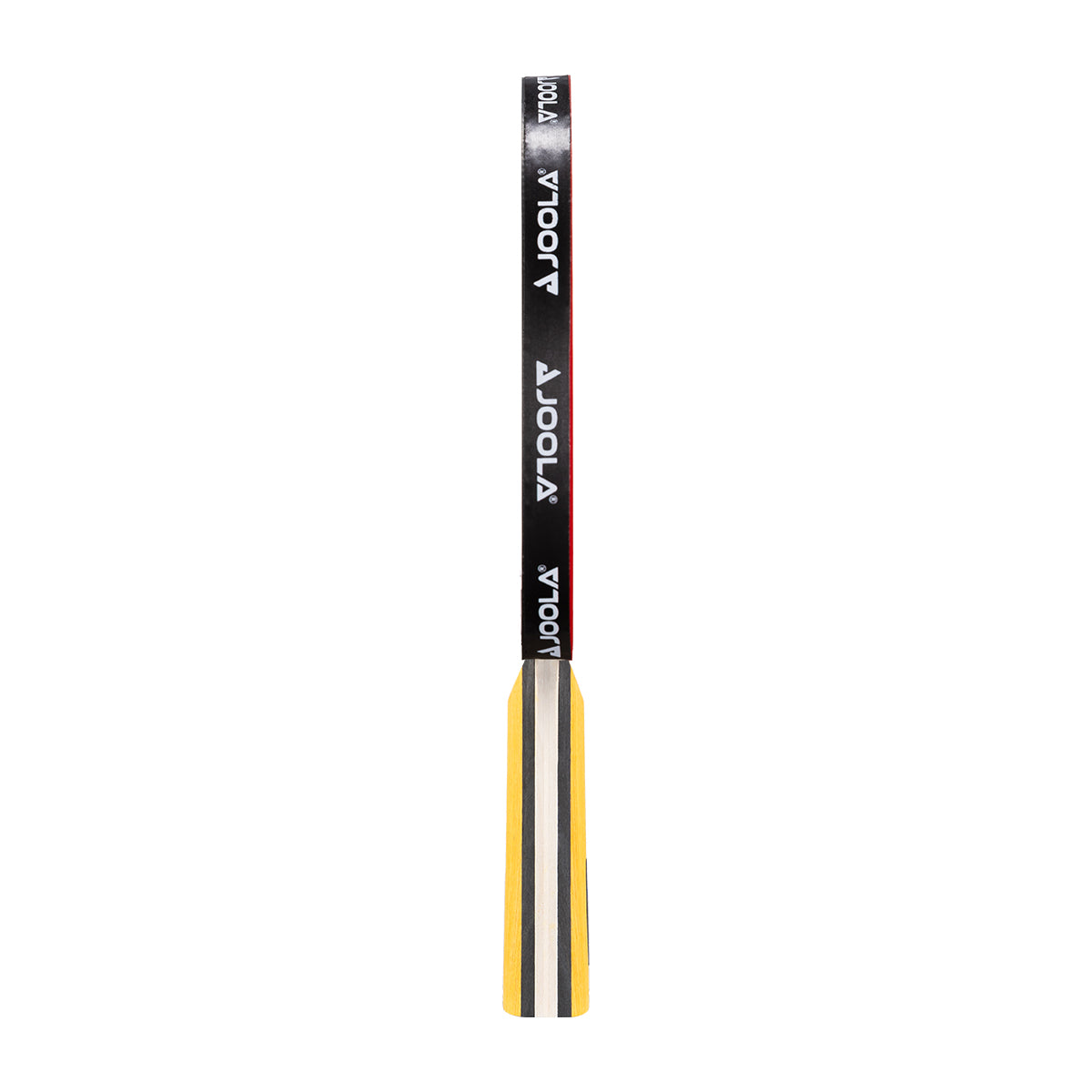 JOOLA table tennis racket, shaft with black and yellow design on a white background.