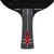 White background, close up image of the Infinity Z Carbon Table Tennis Racket with black gray and red handle.