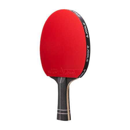 White background, Red JOOLA Infinity Carbon Table Tennis Racket.