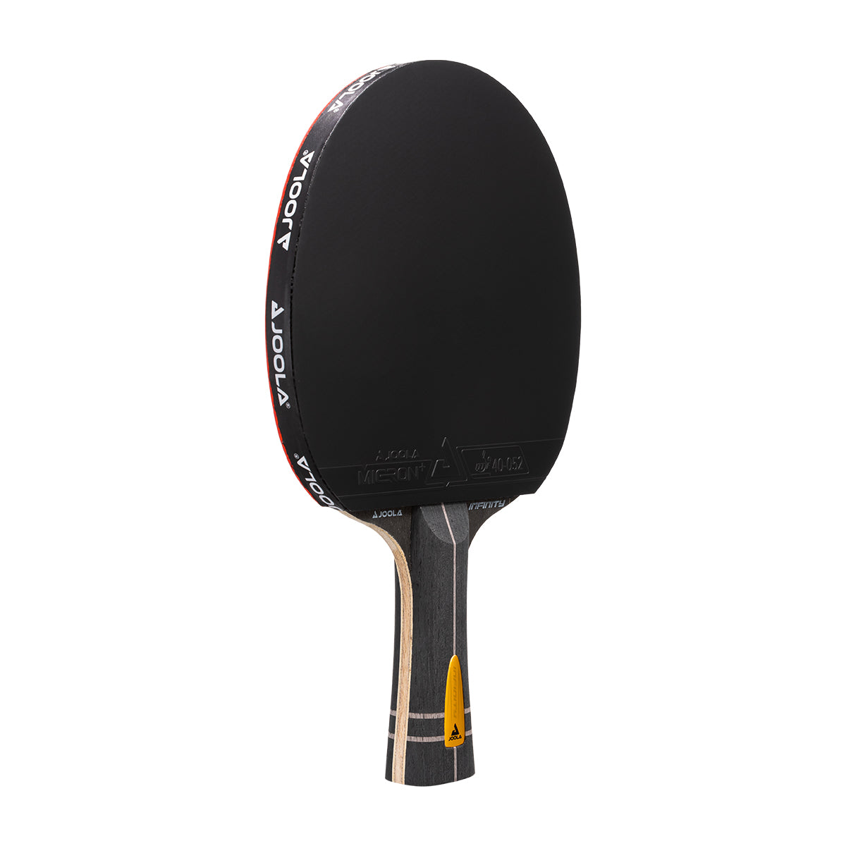 White background, JOOLA Infinity Carbon Table Tennis Racket with Black surface.