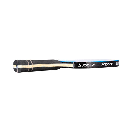White background, view of the side of a JOOLA Infinity GL Ping pong paddle.