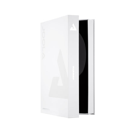 White rectangular box for a JOOLA table tennis racket with a black interior on a white background.