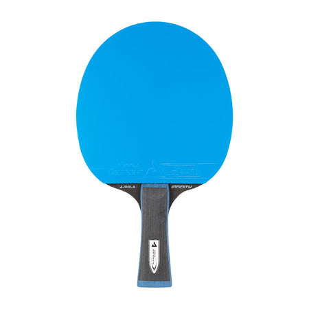White background, JOOLA Infinity GL Table Tennis Racket with a blue surface and gray and blue handle.