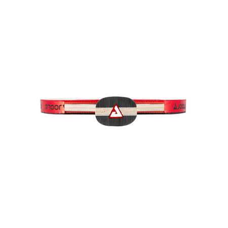 White background, JOOLA Carbon  X Table Tennis Racket in black, red and white.