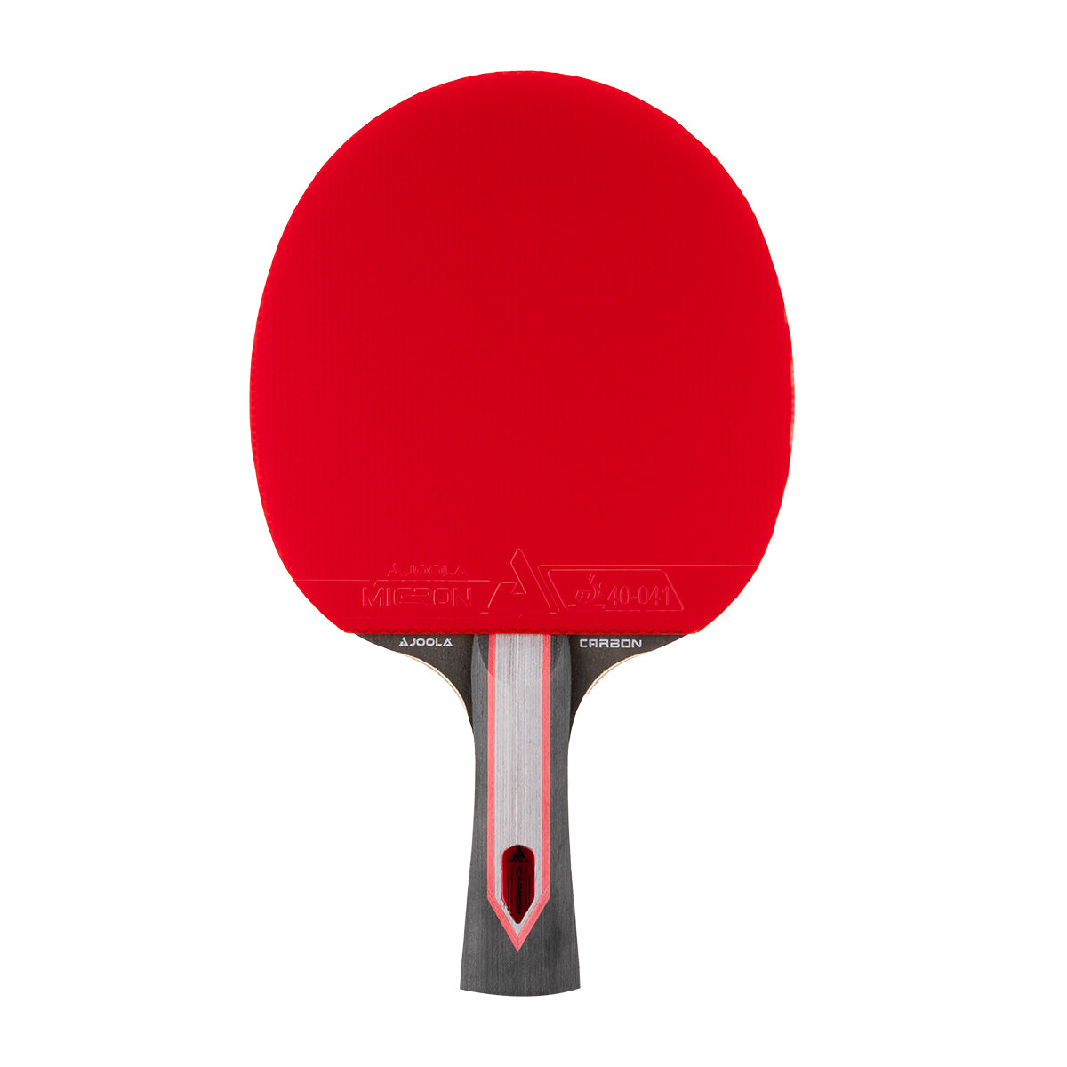 White background, JOOLA Carbon Pro Table Tennis racket with a red surface.