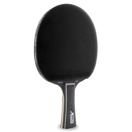 White background, JOOLA Table Tennis racket, JOOLA Black Duo Pro surface and black and gray handle.