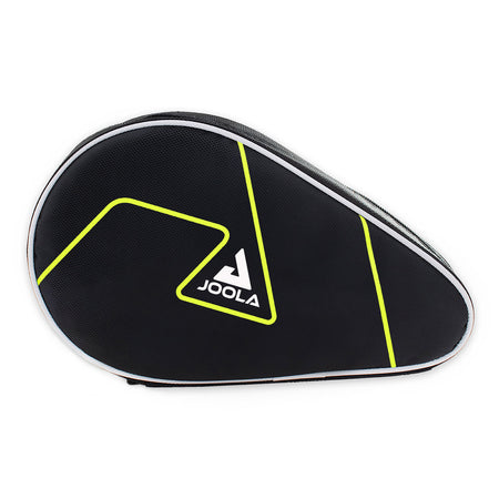 Black and yellow JOOLA table tennis paddle case with JOOLA logo on a white background.