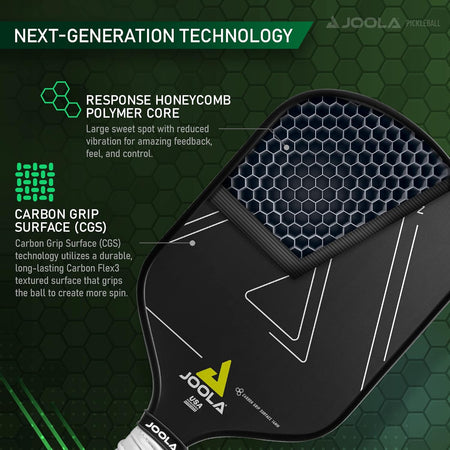 JOOLA pickleball paddle with text on next-generation technology.