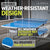 Infographic showing the weather-resistant design of the JOOLA Rapid pLay outdoor table tennis table.