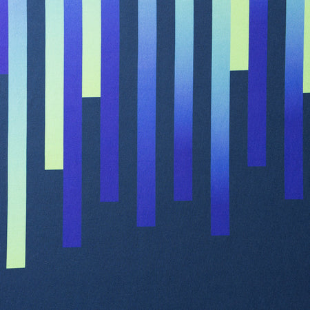 Pattern of vertical blue and green bars on a dark blue background