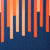 Pattern of vertical orange and beige stripes on a blue background.