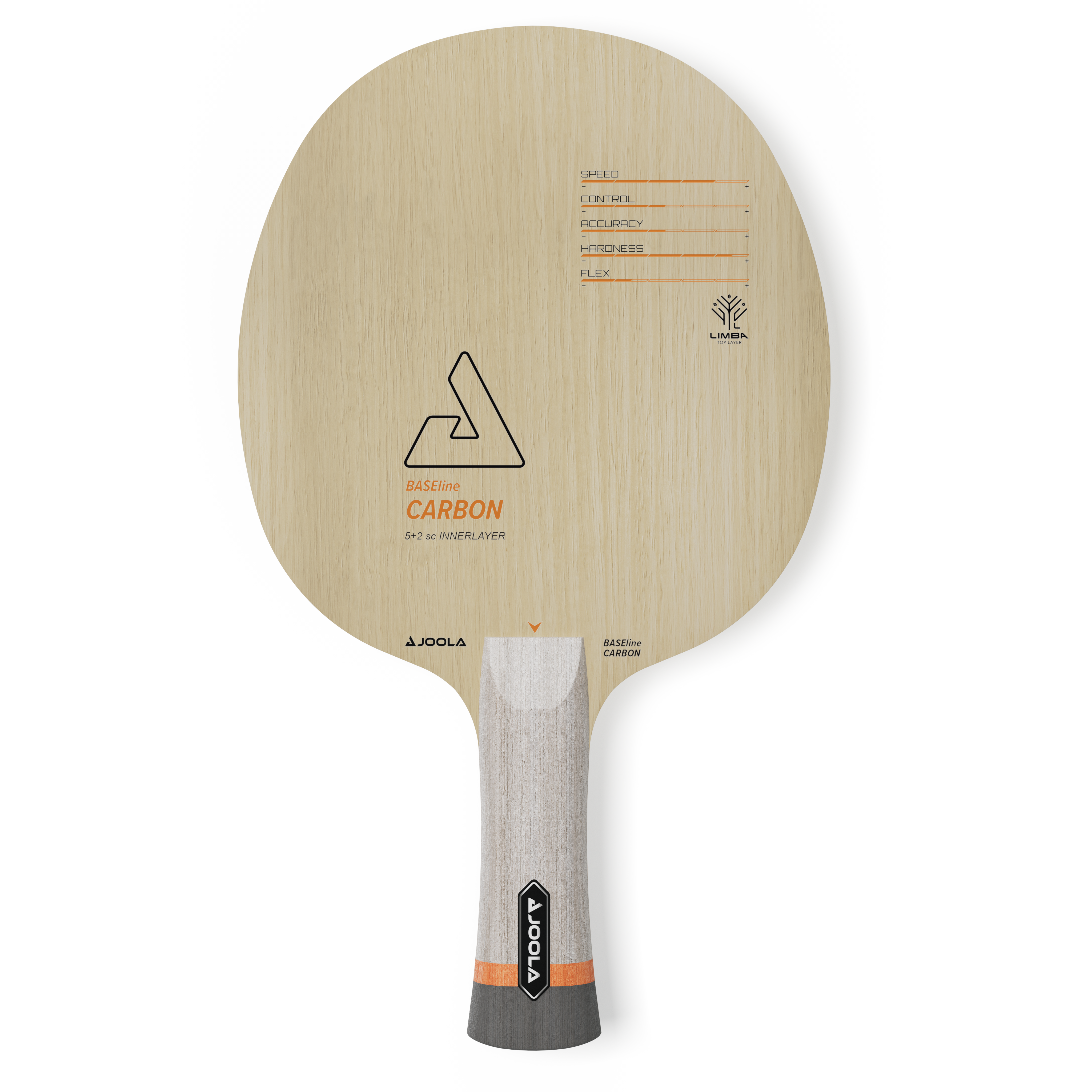 JOOLA Table tennis racket with wooden design and gray handle on a white background.