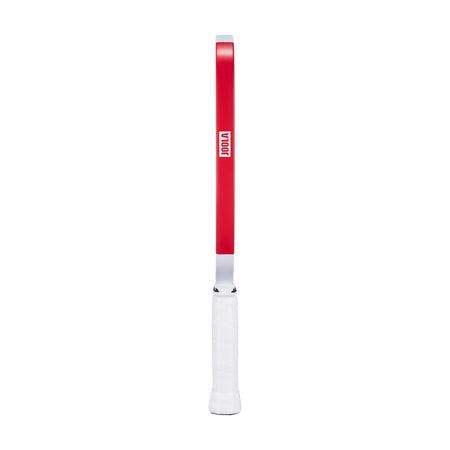 White background, product image of the white edge guard and JOOLA logo on the side of the Agassi x JOOLA Graf Pro Pickleball Paddle. White handle.