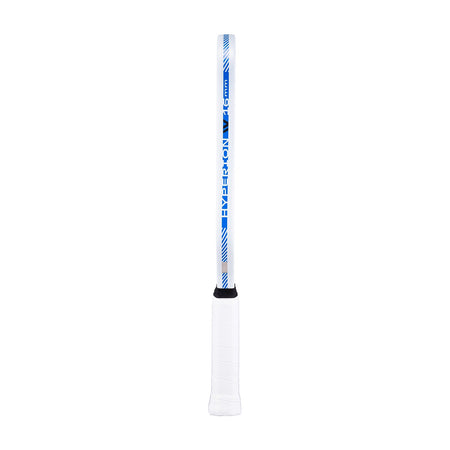 White background, product image of the JOOLA Ben Johns Hyperion Pro IV pickleball paddle. Image shows the blue and white edge guard. 16mm.