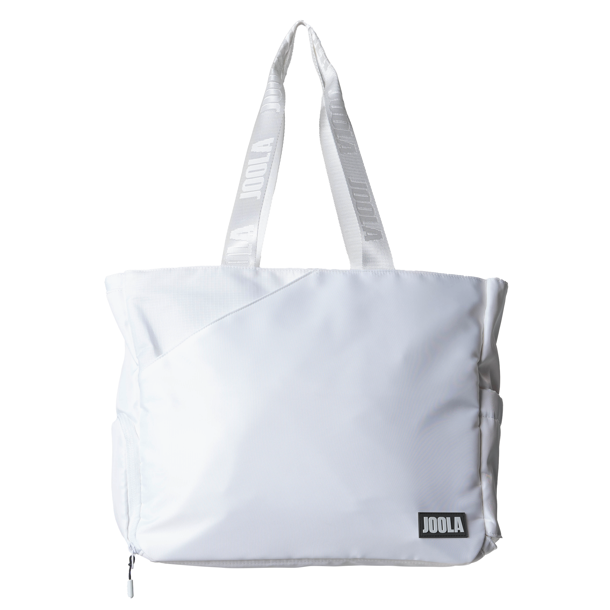 White JOOLA tote bag with 'JOOLA' branding on a white background