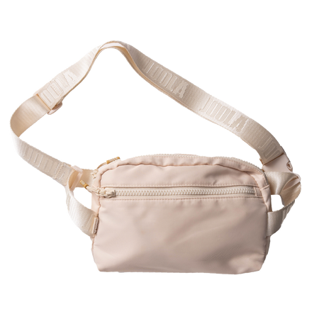 Beige JOOLA Belt bag with a strap on a white background