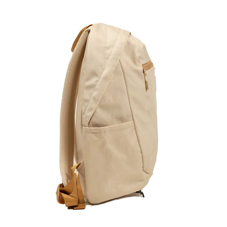Beige backpack on a white background