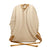 Beige backpack with brown straps on a white background