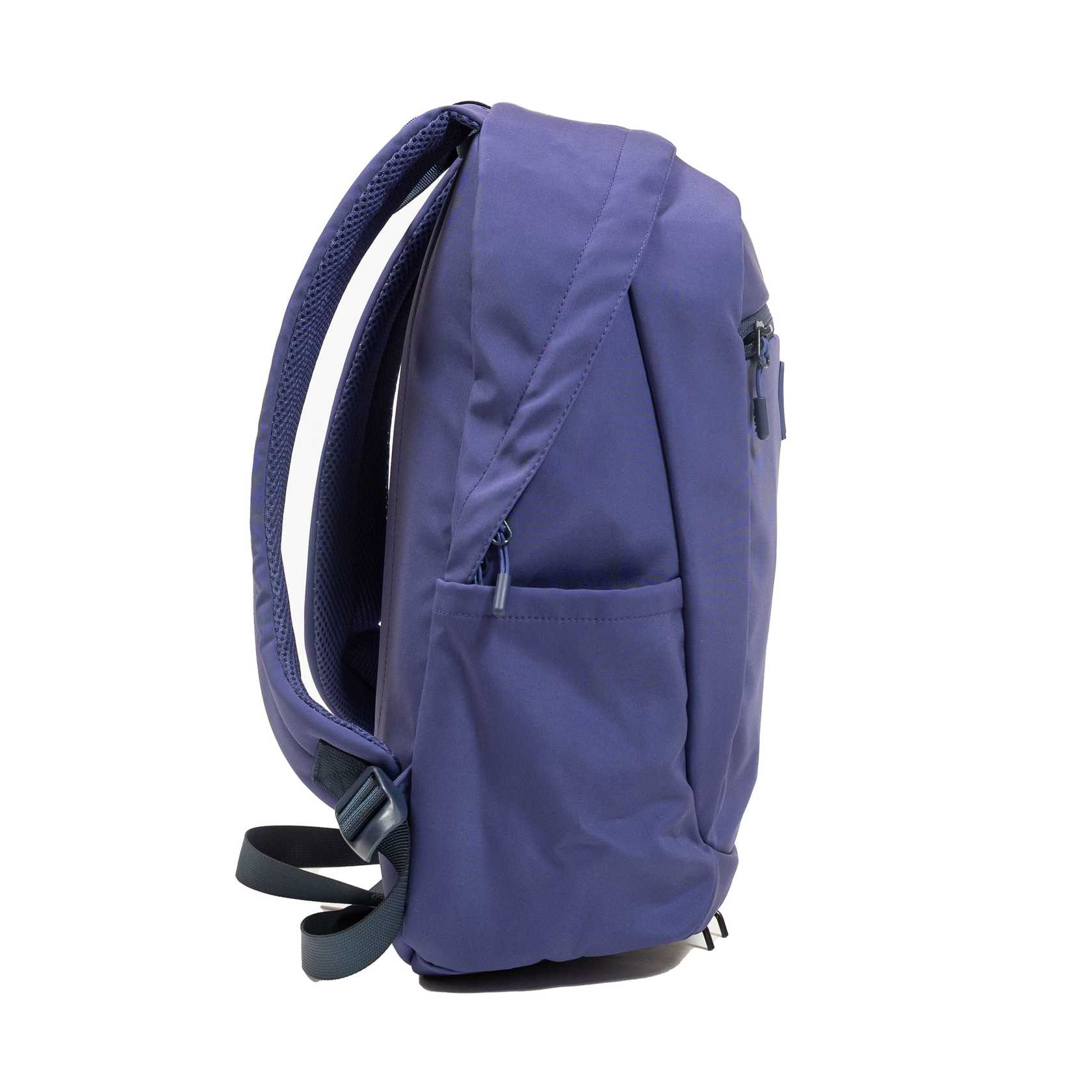Side view of a purple JOOLA backpack.