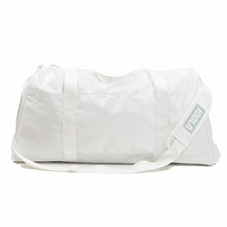 White background, product image of a white JOOLA Duffel bad.