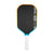 JOOLA Perseus Summer Daze Pickleball paddle with black surface, orange, blue, green and yellow color gradient on the rim, and white handle on a white background.