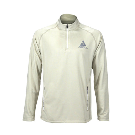 Product photo showing the front of the JOOLA Victory Quarter Zip Jacket in Cream #Cream