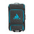 White Background Image: Black colored vision suitcase with light blue JOOLA logo and lettering, zippers and handles on top, bottom and right side.