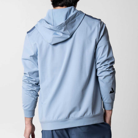 Light blue hoodie with a JOOLA logo on the back, worn by a person against a plain background