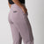 Image showing the back pocket and JOOLA logo on a pair of JOOLA Women's Ribbed Joggers, Dusty Mauve.
