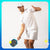 Ben Johns in white JOOLA pickleball apparel holding a paddle and ball on a light gray background